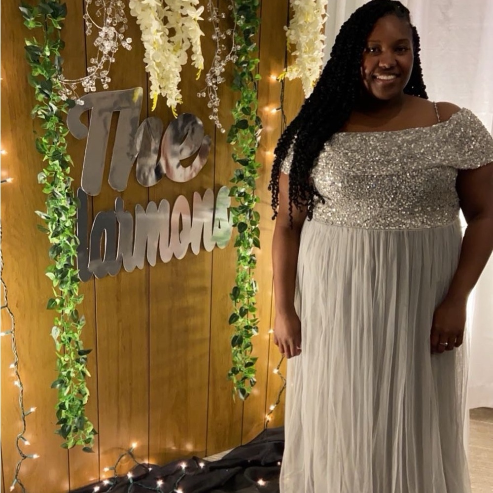 Maya Silver and Gray Maxi Dress